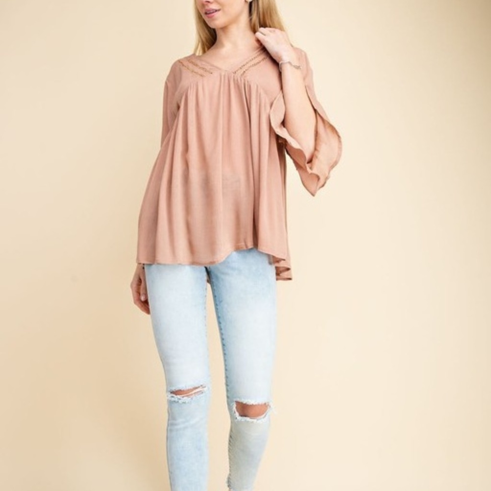 π Dusty Rose Crinkle Gauze Top - Picture 6 of 8